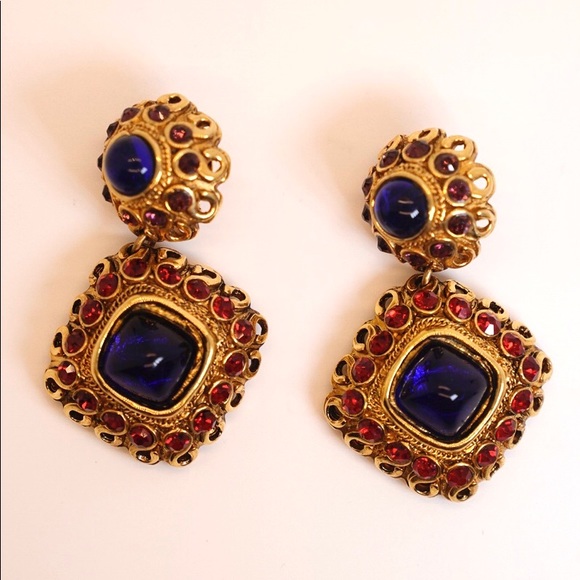Vintage Claire Deve Rare Gripoix earrings - Picture 2 of 3